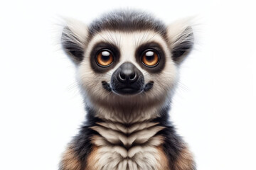Fototapeta premium portrait Funny Lemur Isolated on white background