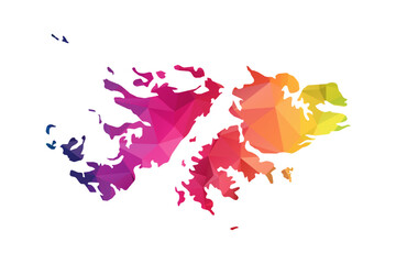 Naklejka premium Abstract Polygon Map - Vector illustration Low Poly Color Rainbow Falkland Islands map of isolated. Vector Eps 10.