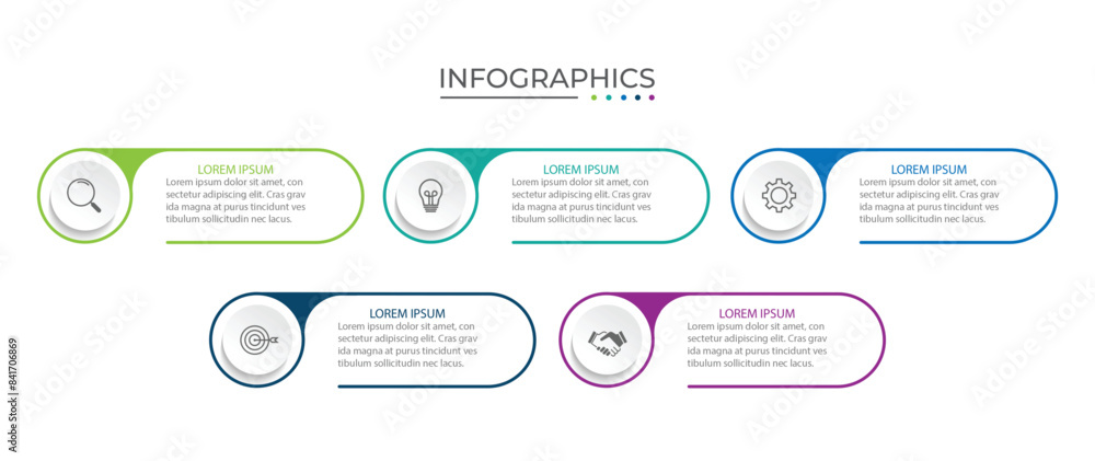 Poster vector infographic label design template with icons and 5 options or steps.