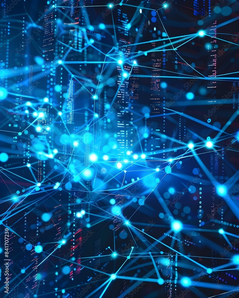Poster luminous interconnected virtual realm stylized visualization of futuristic data networks and cybersp