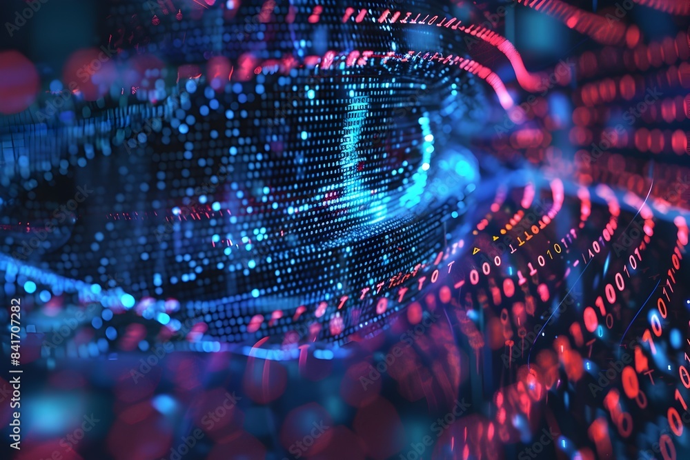 Poster captivating digital waves of futuristic technology and data visualization