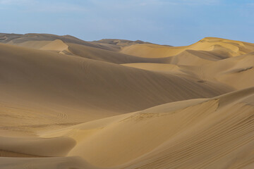 Sandwich harbour dunes, morning, sunrise landscape.. Walvis Bay Namibia Africa.