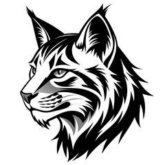 Bobcat head side view vector silhouette  vector  illustration 