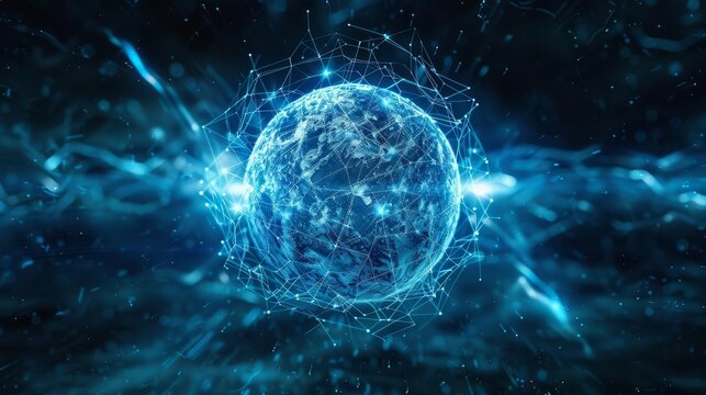 abstract electric blue sphere futuristic aigenerated design element illustration 3d rendering