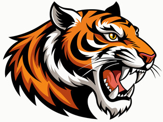 Obraz premium Tiger head with its jaw open vector illustration