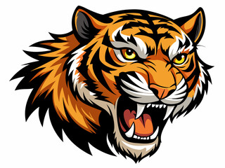 Tiger head with its jaw open vector illustration