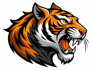 Fototapeta premium Tiger head with its jaw open vector illustration