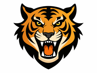 Tiger head with its jaw open vector illustration