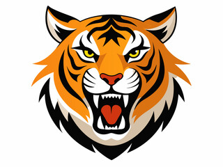 Tiger head with its jaw open vector illustration