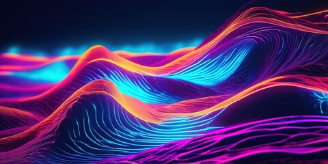 Fototapeta premium Abstract neon colored waves background
