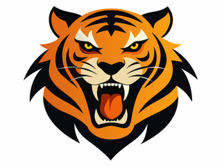 Tiger head with its jaw open vector illustration