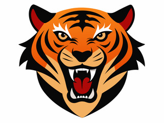Tiger head with its jaw open vector illustration