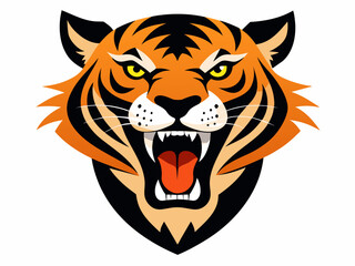 Tiger head with its jaw open vector illustration