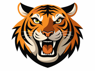 Tiger head with its jaw open vector illustration