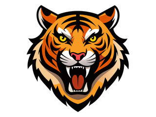 Tiger head with its jaw open vector illustration