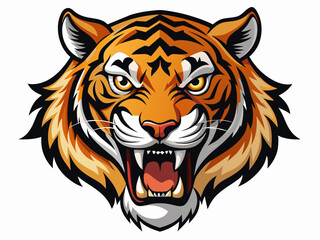 Tiger head with its jaw open vector illustration