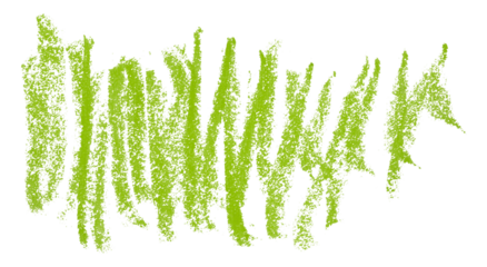 green pencil strokes isolated on transparent background