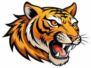 Tiger head with its jaw open vector illustration