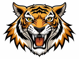 Tiger head with its jaw open vector illustration