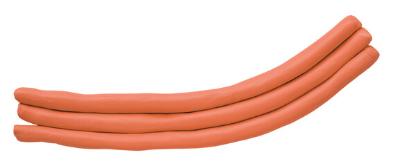 Orange plasticine isolated on transparent background.