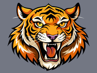 Tiger head with its jaw open vector illustration