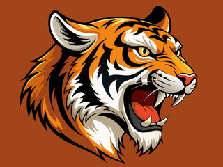 Tiger head with its jaw open vector illustration