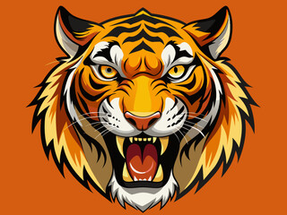 Tiger head with its jaw open vector illustration