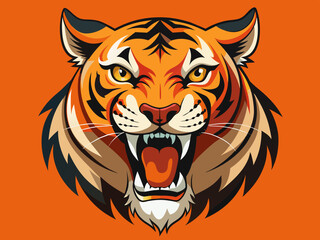 Tiger head with its jaw open vector illustration