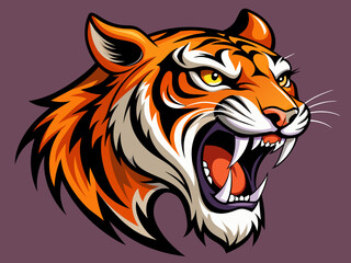 Tiger head with its jaw open vector illustration
