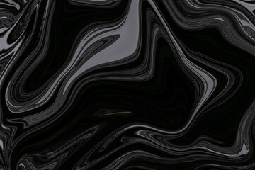 Monocolor marbling background. Leaking liquid, alcohol ink minimalistic surface illustration. Black and white abstract fluid art. Paint flow monochrome contemporary simple backdrop