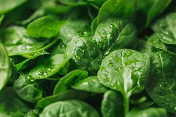 Close-Up of Genetically Modified Fresh Spinach Leaves in a Bowl for Salads and Healthy Dishes