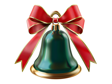 a green bell with a red bow - Powered by Adobe