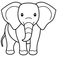 Fototapeta premium elephant cartoon line art outline coloring page, isolated on transparent background