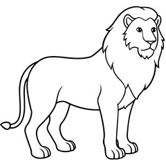 Obraz premium lion cartoon outline line art coloring page illustration, isoalted on transparent background