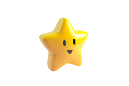 a yellow star with a face