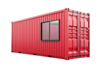 a red container with a window