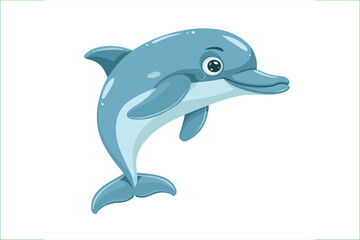 Obraz premium the Dolphin isolated on a white background, Flat style cartoon vector illustration. Dolphin icon. Dolphin, Cute Jumping Dolphin Cartoon Character. 