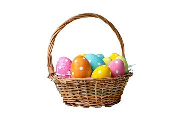 a basket full of colorful eggs
