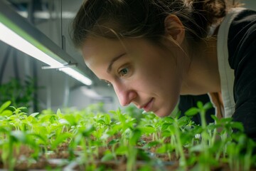 Researcher Analyzing Genetic Modifications on Plant Growth in Controlled Laboratory Conditions