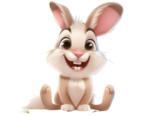 a cartoon rabbit sitting on grass
