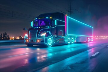 urple Hues: A Nighttime Portrait of Streets Bathed in Violet Light, generative ai