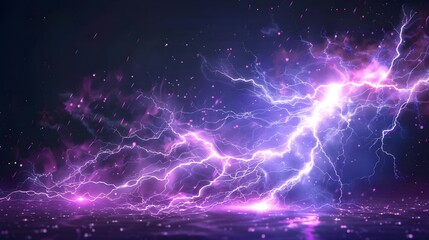 Fototapeta premium A flash of lightning and thunder spark on a transparent background. Modern lightning, electricity blast, or thunderbolt in the sky. Natural phenomenon of nerve cells or neural systems 