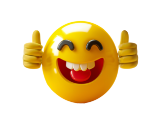 a smiley face with hands and two thumbs up