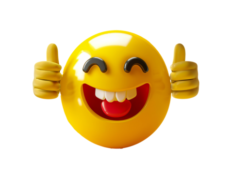 a smiley face with hands and two thumbs up