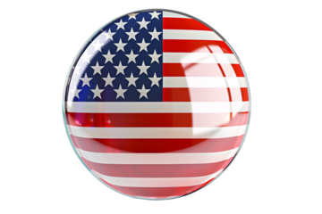 a glass button with a flag painted on it