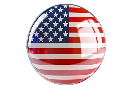 a glass button with a flag painted on it