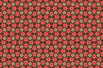 A pattern of flowers in a red and brown color scheme