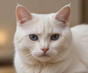 Fototapeta premium White cat. Beautiful domestic cat. Generative AI