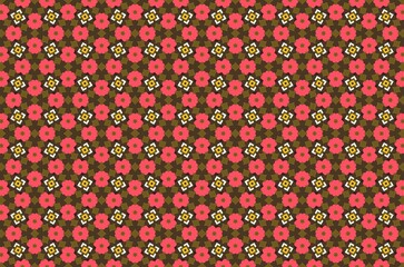 A pattern of flowers in a pink and brown color scheme