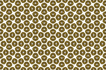 A pattern of brown and white flowers with a white background